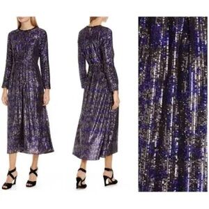 NEW Rachel Comey Astraea Sequin Long Sleeve Midi Dress Size 2